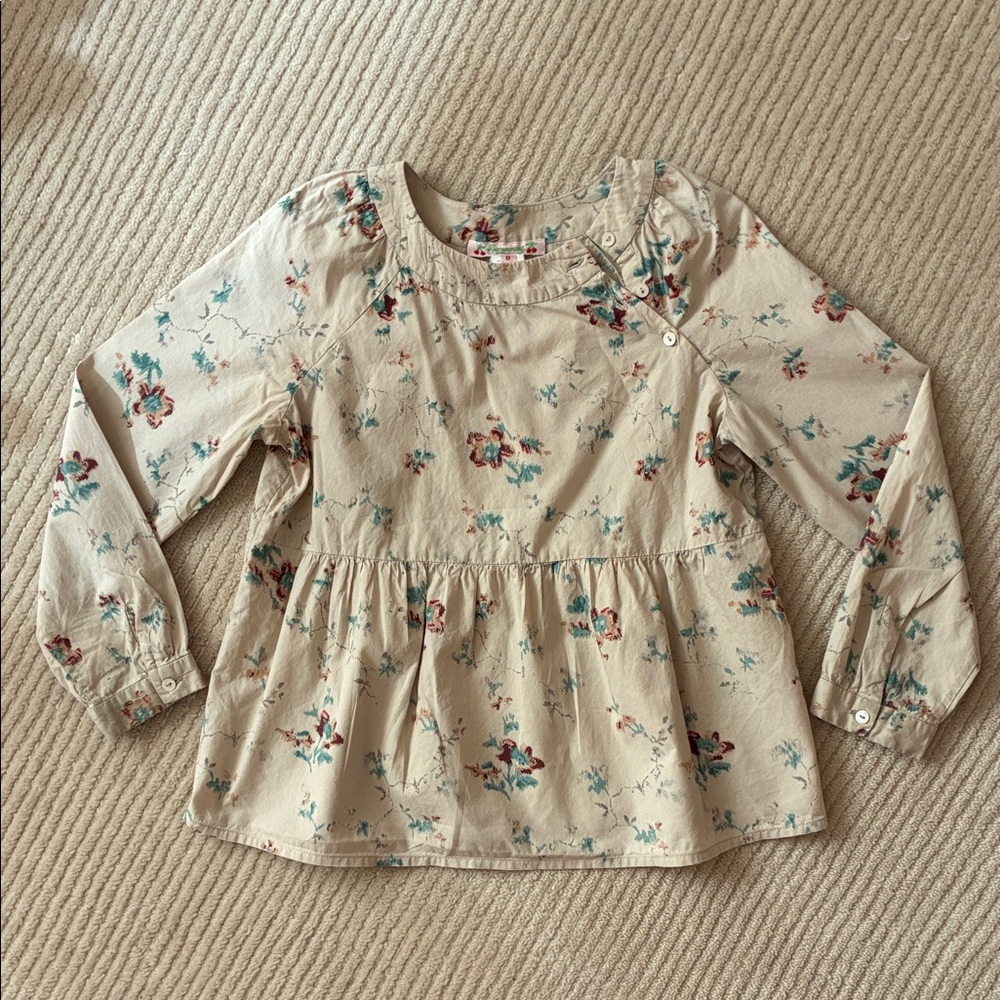 Bonpoint Girls Floral Long Sleeve Blouse (Size 8)